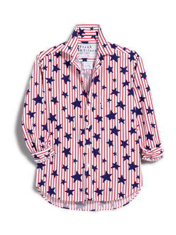 Eileen Button-Up in Red Stripes & Navy Stars