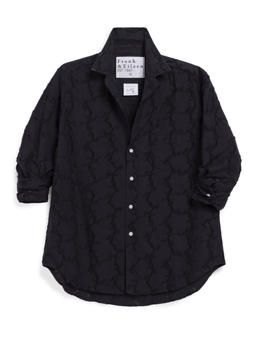 Eileen Relaxed Button-Up Shirt in Textured Black Flowers