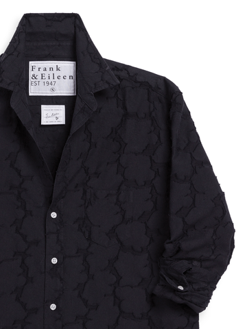 Eileen Relaxed Button-Up Shirt in Textured Black Flowers