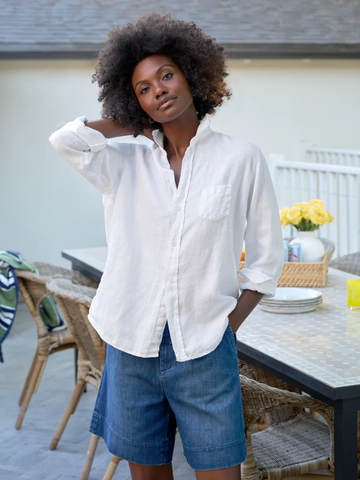 Eileen Button Up in Washed White Linen
