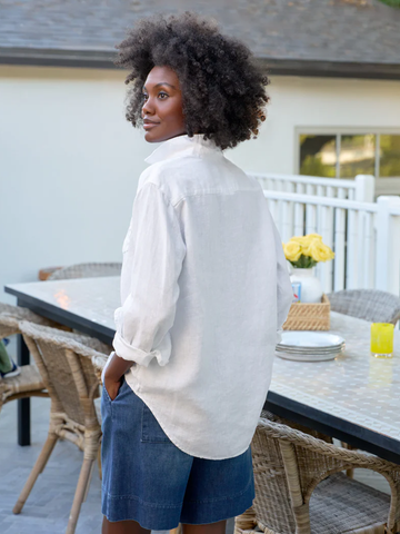 Eileen Button Up in Washed White Linen