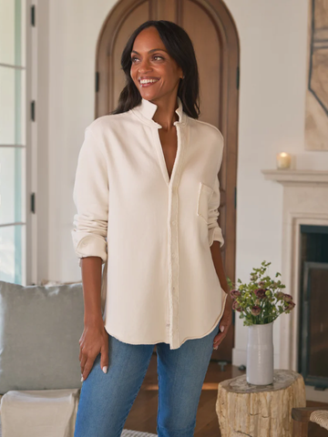 Eileen Button Up in Vintage White Fleece