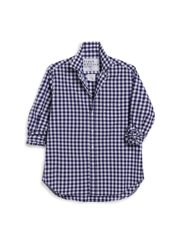 Eileen Button Up in White Blue Check
