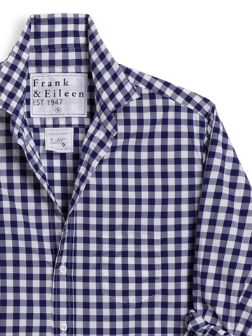 Eileen Button Up in White Blue Check