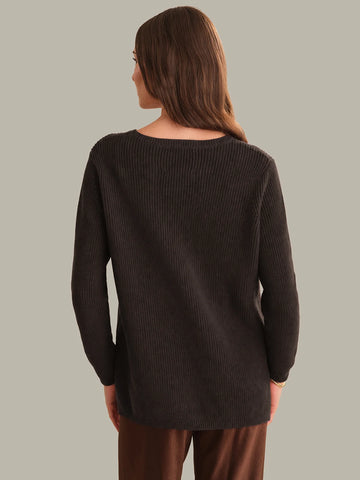Emma Crewneck Shaker Sweater in Chocolate Plum