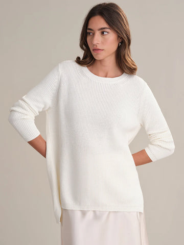 Emma Crewneck Shaker Sweater in Chalk