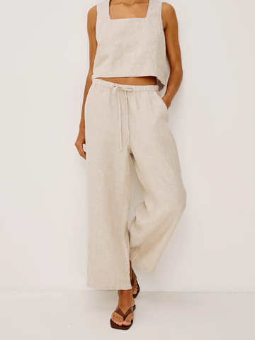Emmie Crop Pants in Heathered Flax
