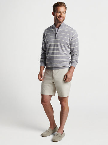 Eastham Striped Quarter-Zip Sweater in British Grey