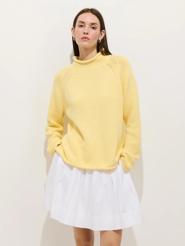 Eastport Rollneck in Cotton in Double Cream