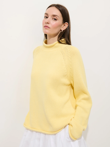 Eastport Rollneck in Cotton in Double Cream