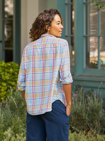 Eileen Button-up in Blue and Orange Plaid