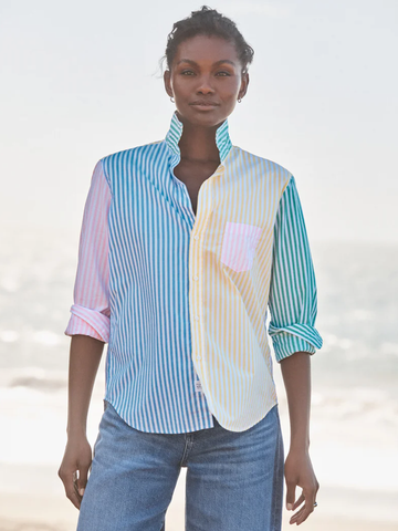 Eileen Button-Up in Colorblock Stripe
