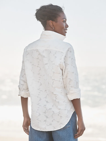 Eileen Button-Up in Textured White Flowers