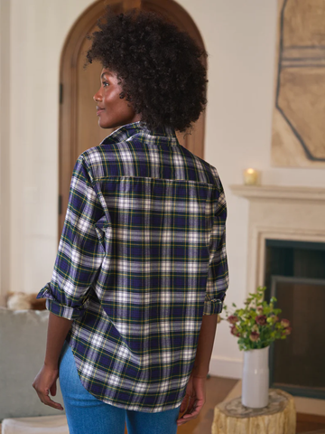 Eileen Button Down in Green, Blue and White Plaid