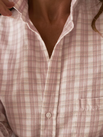 Eileen Button Up in Pink, White, Grey Plaid GLPW