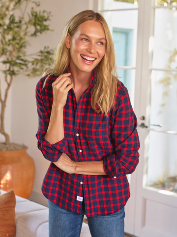 Eileen Button Down in  Red and Blue Plaid