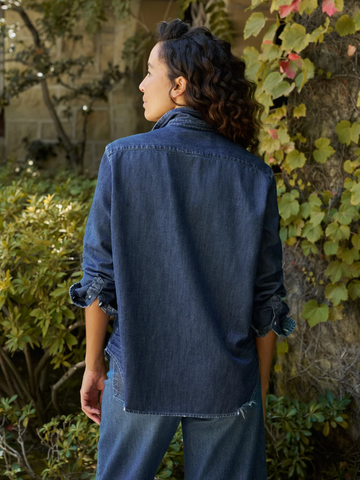 Eileen Relaxed Button-Up Shirt in Clean Dark Vinatge Wash