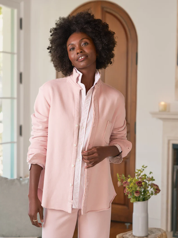Eileen Triple Fleece Button Up in Antique Pink ANTP