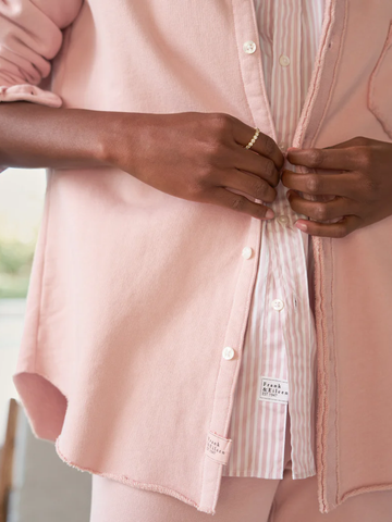Eileen Triple Fleece Button Up in Antique Pink ANTP