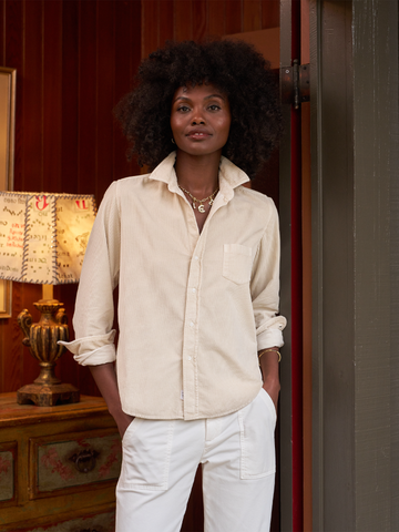 Eileen Button Up in Vintage White Corduroy