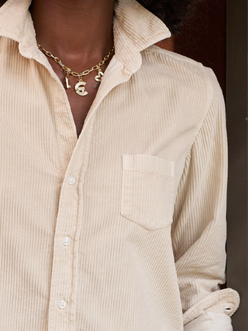 Eileen Button Up in Vintage White Corduroy