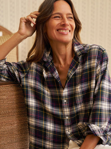 Eileen in White, Navy & Red Plaid
