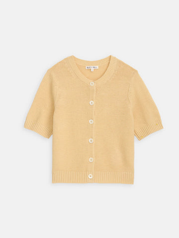 Elle Cardigan In Linen Cotton in Honey Biscuit