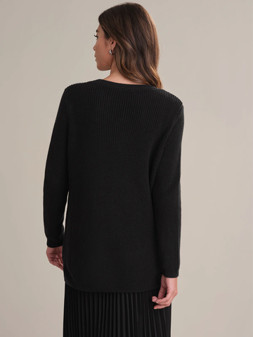 Emma Crewneck Shaker Sweater in Black