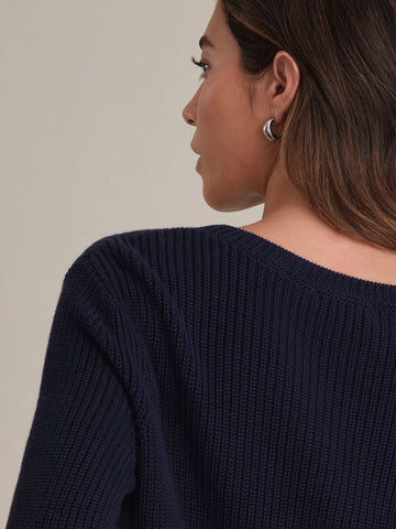 Emma Shaker Sweater in Dark Blue