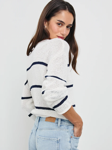 Evangeline Sweater in Navy White Stripe