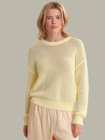 Evangeline Crew Neck Drop Shoulder Pullover in Lemon Icing