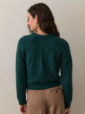 Everly Cable Knit Cardigan in Deep Sea
