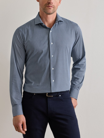 Excursionist Flex Gingham Sport Shirt in Cadet