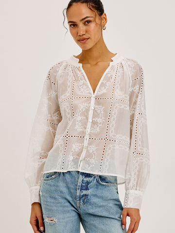 Francine Top in Ivory Handkerchief