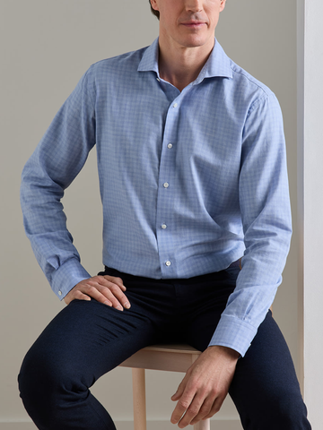 Felix Cotton Sport Shirt in Windy Blue