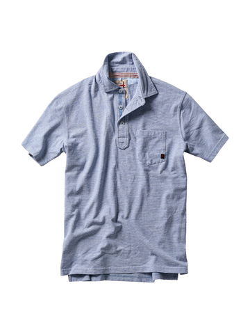 Fineline Jersey Polo in Lt Blue/Wht