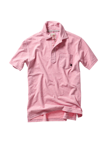 Fineline Jersey Polo in Pink/Wht