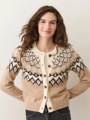 Fiorella Cardigan in Neutral Fair Isle