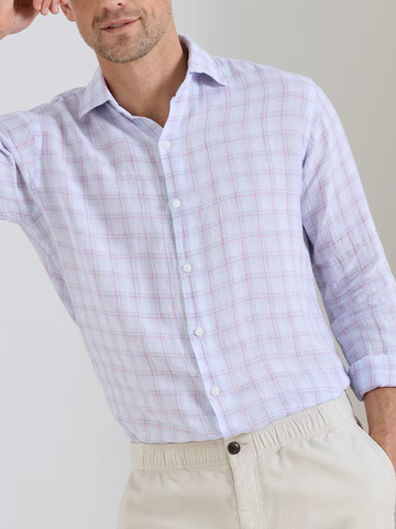 Frisbee Linen Sport Shirt in Stream Blue