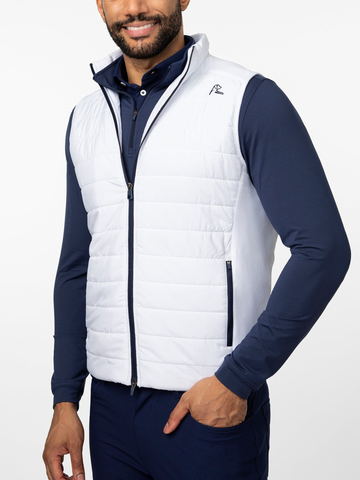 Fulton Performance Vest in White/Fleet Navy - USA
