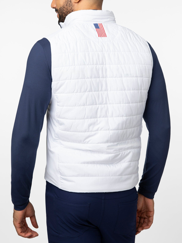 Fulton Performance Vest in White/Fleet Navy - USA