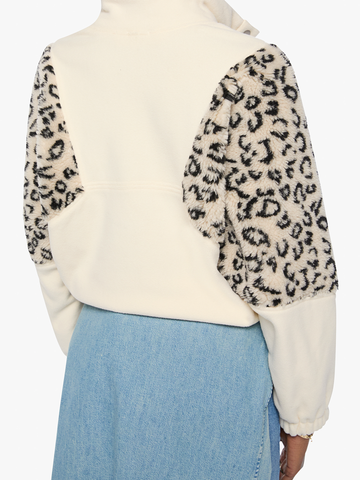 Funnel Neck Drop Inset Top in Cream And White