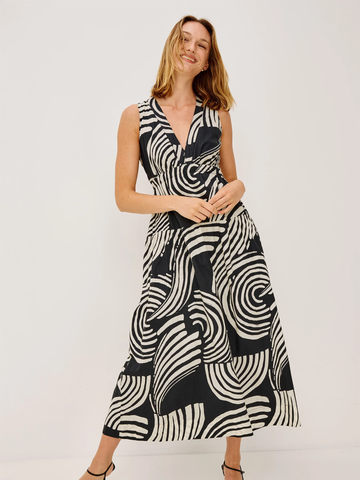Genevieve Dress in Onyx Waves