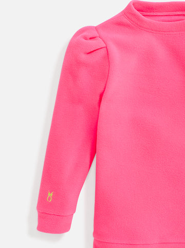 Girls Elle Puff Sleeve - Neon Pink