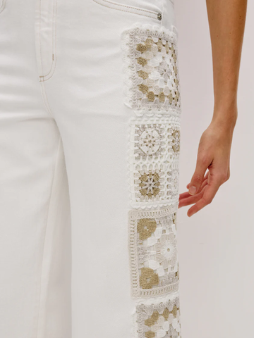 Getty Crop Jean in Vintage Ecru Crochet