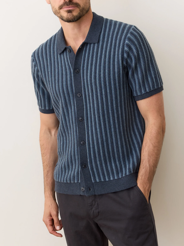 Graham Sweater Button Down in Navy
