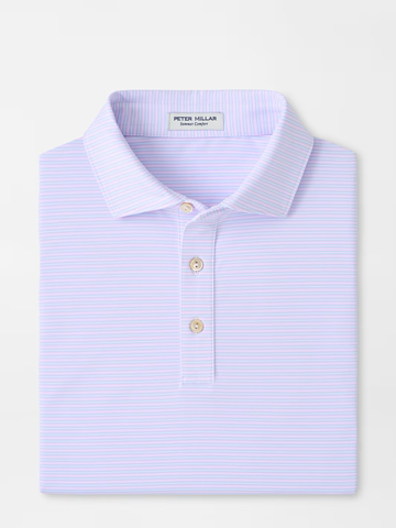 Harrington Performance Jersey Polo in White & Stream Blue