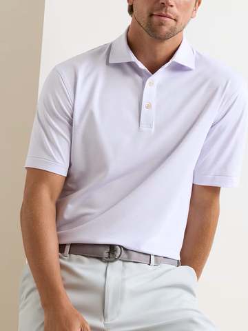 Harrington Performance Jersey Polo in White & Stream Blue