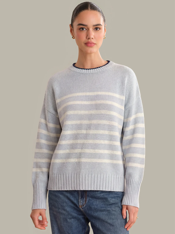 Hazel Striped Crew in Artic Ice Combo