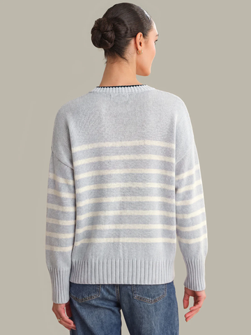 Hazel Striped Crew in Artic Ice Combo